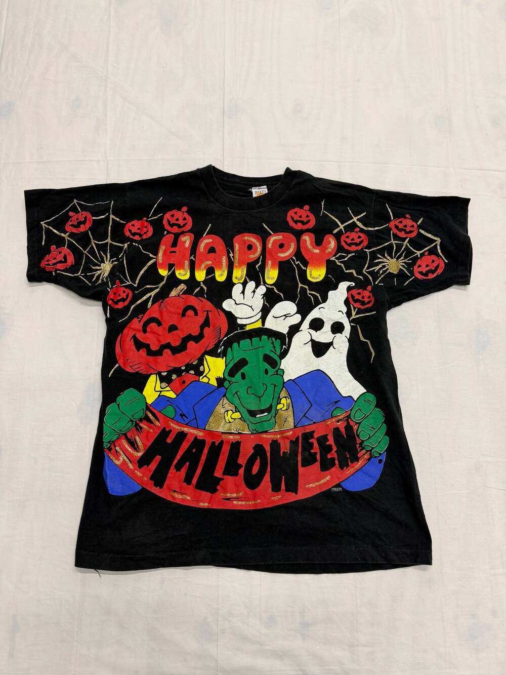 Vintage 1996 Freeze Happy Halloween Frankenstein All Over Print T-Shirt XL